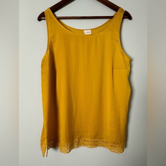 Chico’s Yellow Lace Trim Cami Chico’s Size 2 (L/12) - Picture 1 of 8
